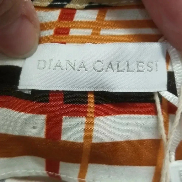{Diana Gallesi} Italian Designer "Spicy Summer" Mixed Print Plaid Belted - Picture 10 of 14